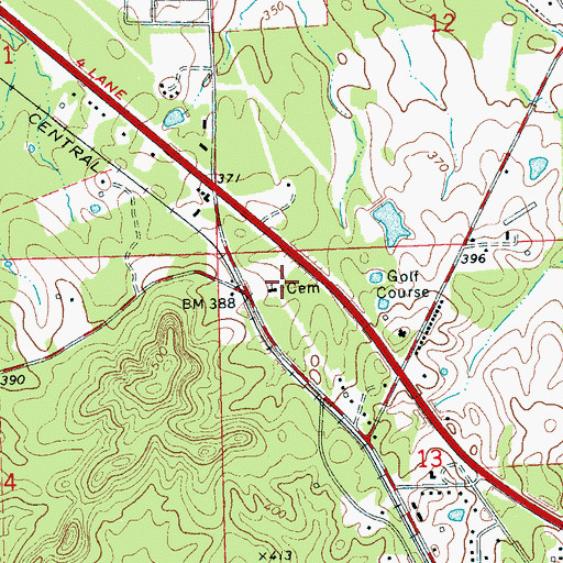 Topographic Map of Morning Star Cemetery, MS