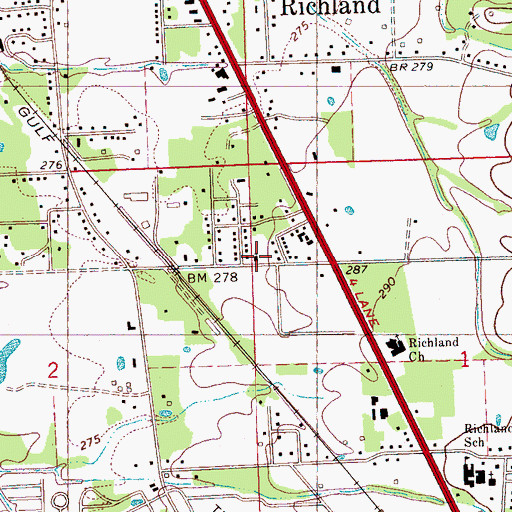 Topographic Map of Mount Sinai Baptist Church, MS