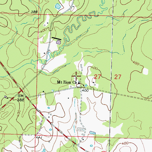 Topographic Map of Mount Zion Cemetery, MS