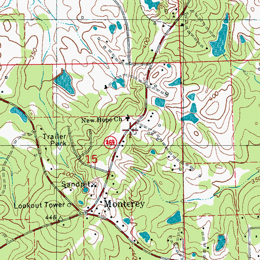 Topographic Map of New Hope Cemetery, MS