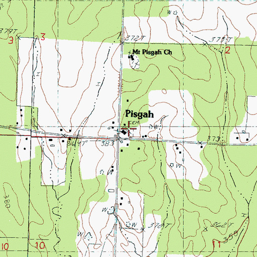 Topographic Map of New Pisgah Cemetery, MS