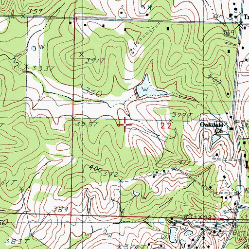 Topographic Map of Oakdale Cemetery, MS
