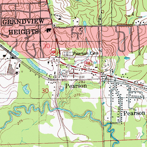 Topographic Map of Pearl Church of God, MS