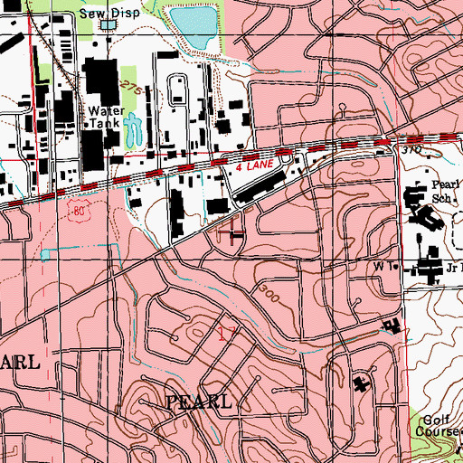 Topographic Map of Pearl Presbyterian Church, MS