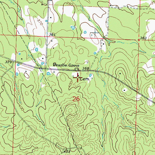 Topographic Map of Pearly Grove Cemetery, MS