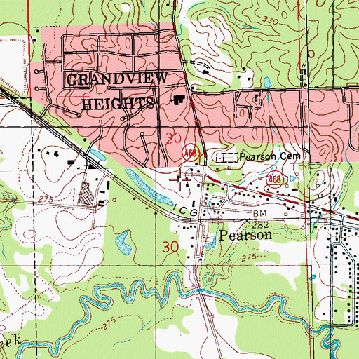 Topographic Map of Pearson Baptist Church, MS