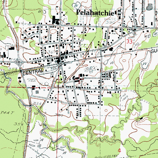 Topographic Map of Pelahatchie Attendance Center, MS