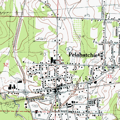 Topographic Map of Pelahatchie Cemetery, MS