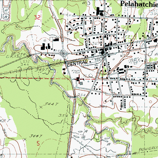 Topographic Map of Pelahatchie Elementary School, MS