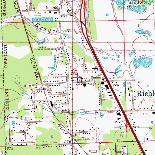 Topographic Map of Plain Landmark Missionary Baptist Church, MS