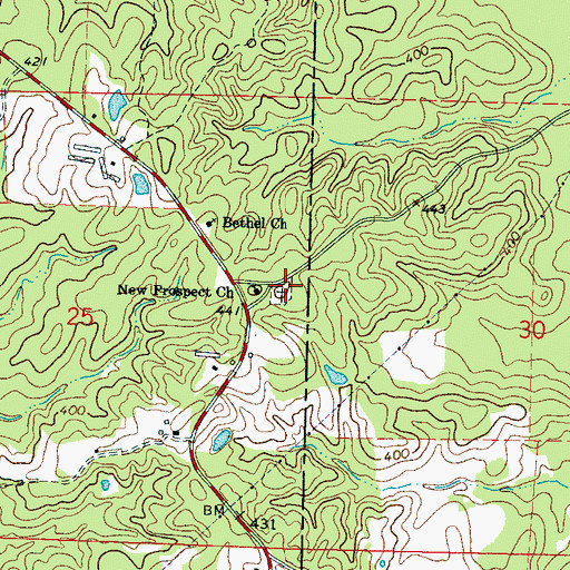 Topographic Map of New Prospect Cemetery, MS
