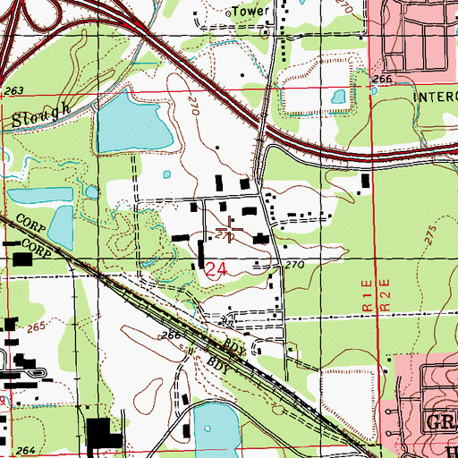 Topographic Map of Rankin Industrial Park, MS