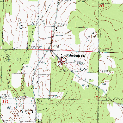 Topographic Map of Rehobeth Cemetery, MS