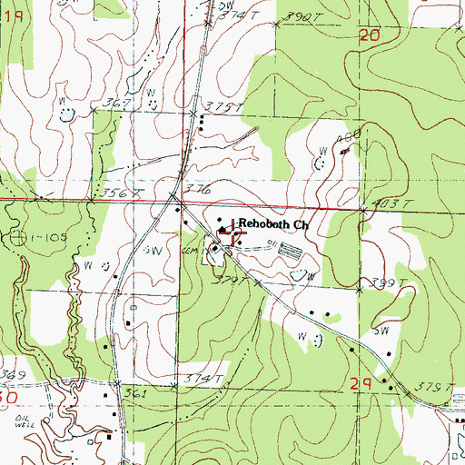 Topographic Map of Rehobeth School (historical), MS