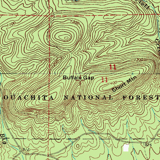 Topographic Map of Buffalo Gap, AR
