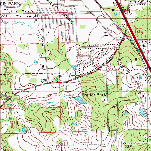 Topographic Map of Richland Baptist Church, MS