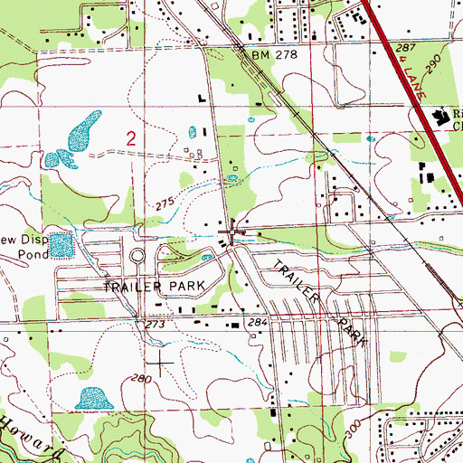 Topographic Map of Richland City Hall, MS