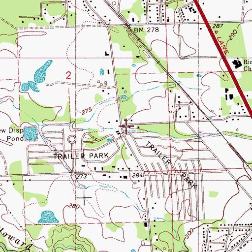 Topographic Map of Richland Public Library, MS