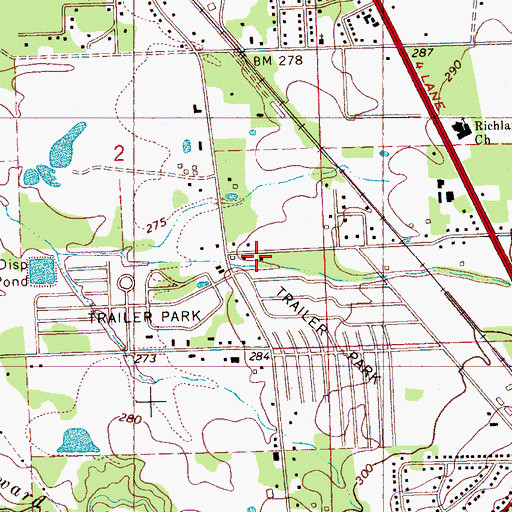 Topographic Map of Riverwood Shopping Center, MS