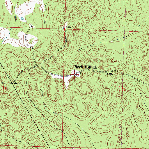 Topographic Map of Rockhill Cemetery, MS