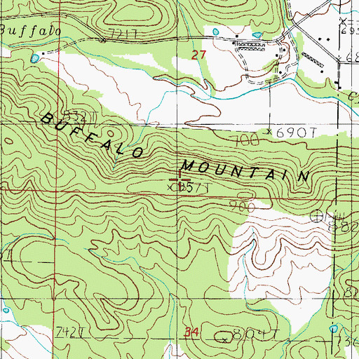Topographic Map of Buffalo Mountain, AR