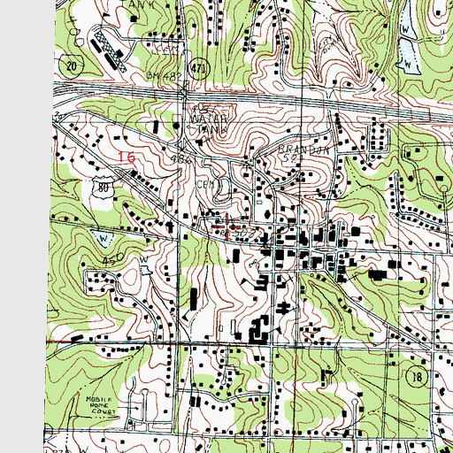 Topographic Map of Rock Star Baptist Church, MS