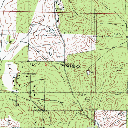 Topographic Map of Saint Hill Cemetery, MS