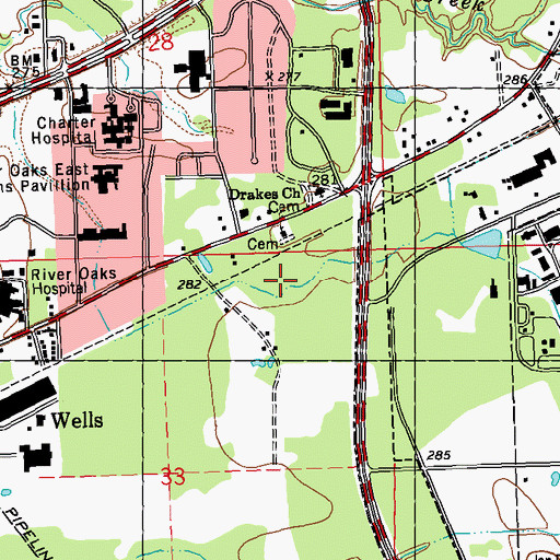Topographic Map of Saint Matthew Cemetery, MS