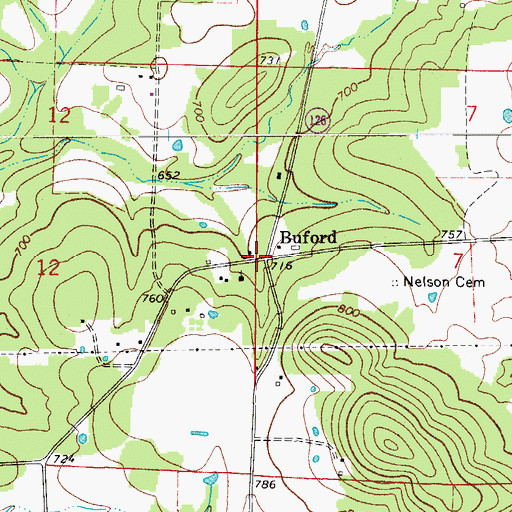 Topographic Map of Buford, AR