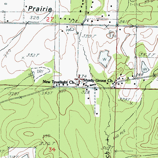Topographic Map of Shady Grove Cemetery, MS
