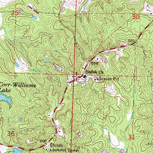Topographic Map of Shiloh (historical), MS