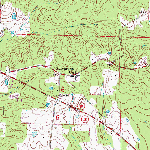 Topographic Map of Silverena Cemetery, MS