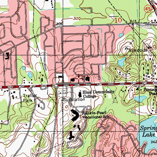 Topographic Map of Skyway Hills Church of Christ, MS