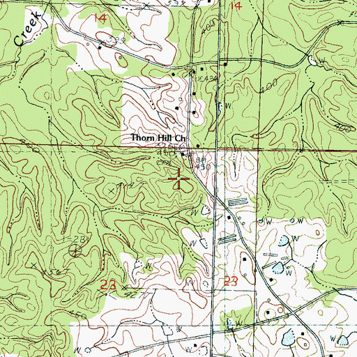 Topographic Map of Thornhill Cemetery, MS