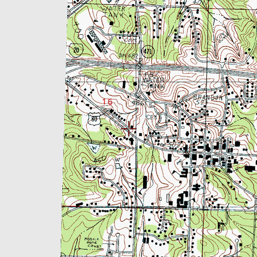 Topographic Map of Town West Shopping Center, MS