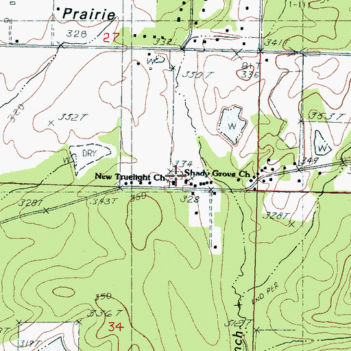 Topographic Map of True Light Cemetery, MS