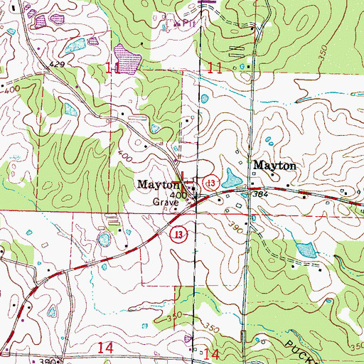 Topographic Map of Union Cemetery, MS