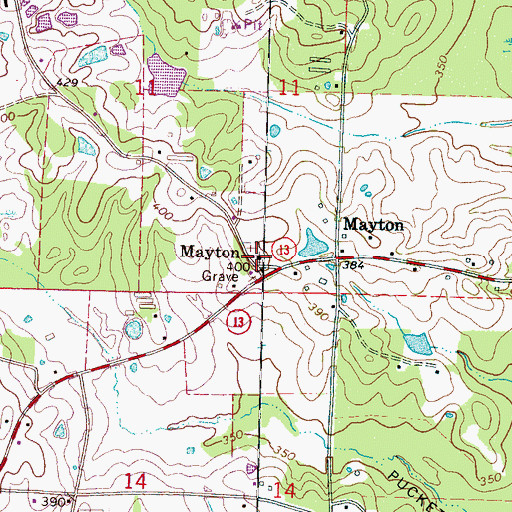 Topographic Map of Union United Methodist Church, MS