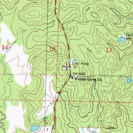 Topographic Map of Walters Grove Cemetery, MS