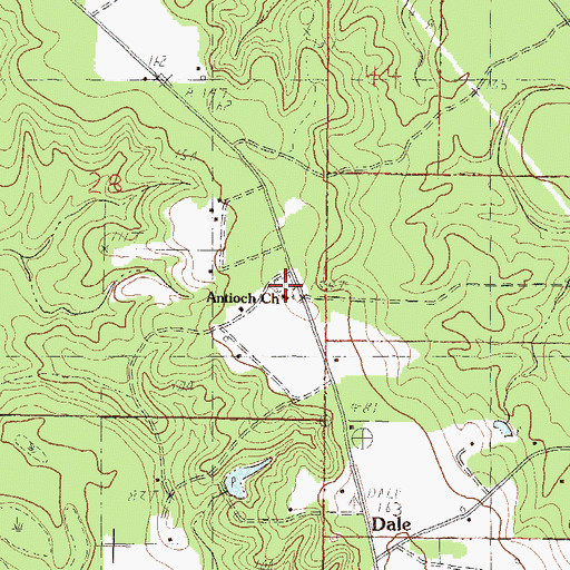 Topographic Map of Antioch Cemetery, MS