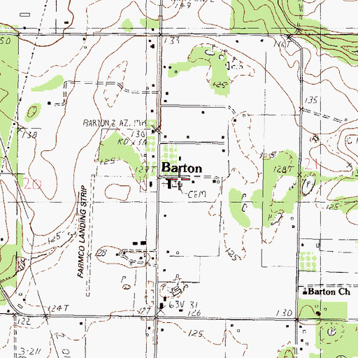 Topographic Map of Barton Cemetery, MS