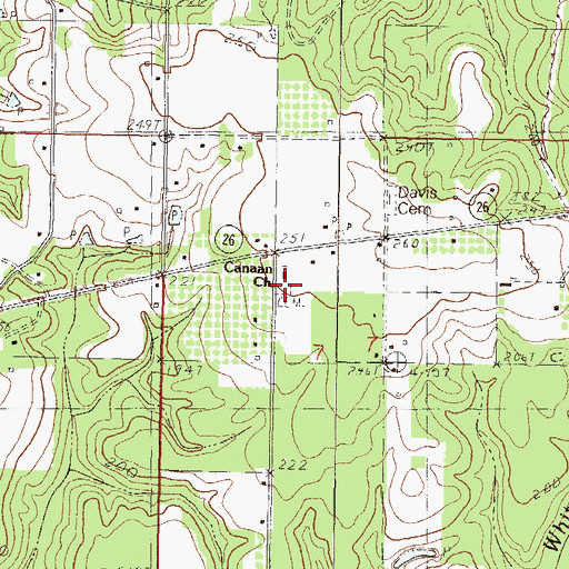 Topographic Map of Canaan Cemetery, MS