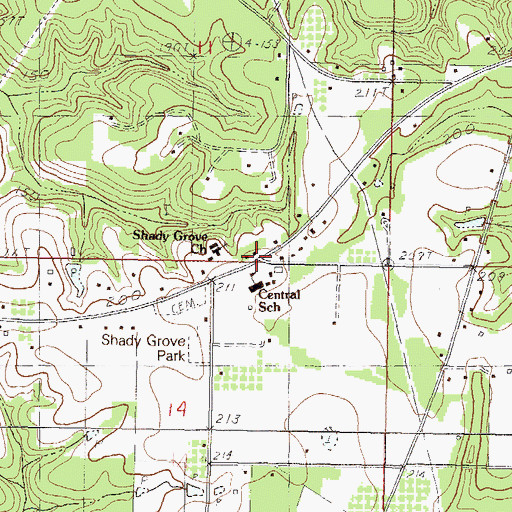Topographic Map of Central, MS