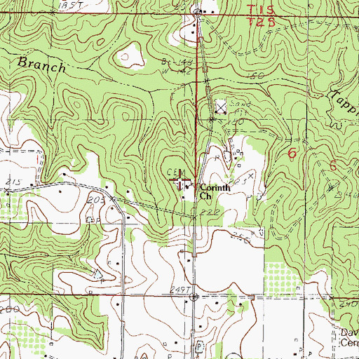 Topographic Map of Corinth Cemetery, MS