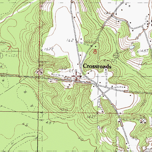 Topographic Map of Cross Roads Cemetery, MS