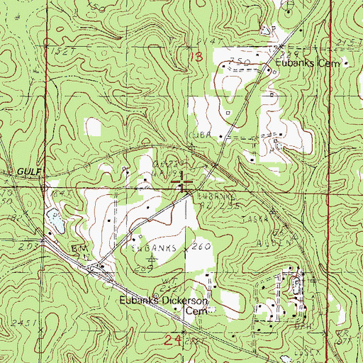Topographic Map of Eubanks (historical), MS