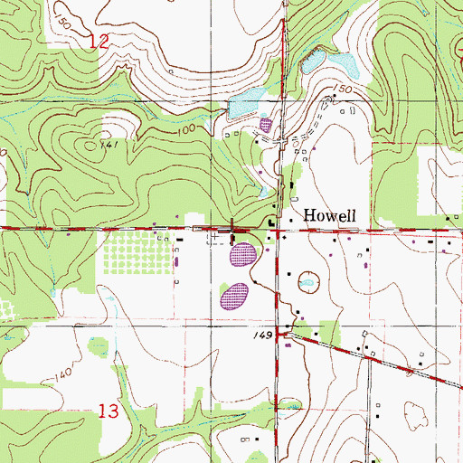 Topographic Map of Howell Missionary Baptist Church, MS
