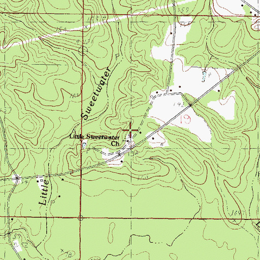 Topographic Map of Little Sweetwater Cemetery, MS