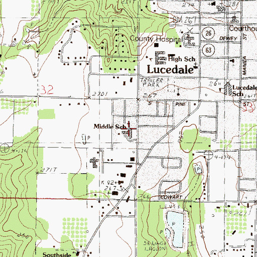 Topographic Map of Lucedale Middle School, MS