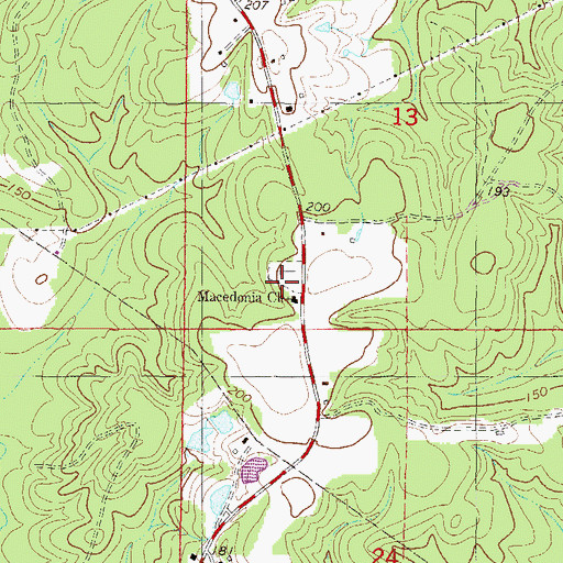 Topographic Map of Macedonia Cemetery, MS